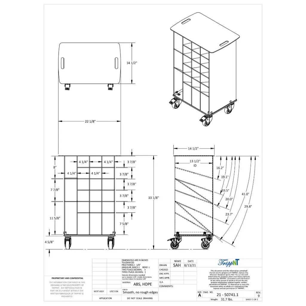 Angled Pipette Cart with White Drawers.webp