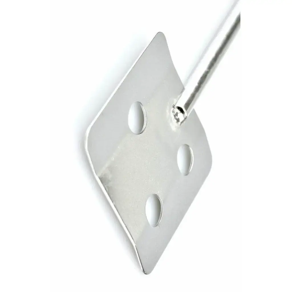 Paddle stirrer, 316L stainless steel. Shaft 400mm long x 8mm diameter. Impeller 67mm width x 67mm height.