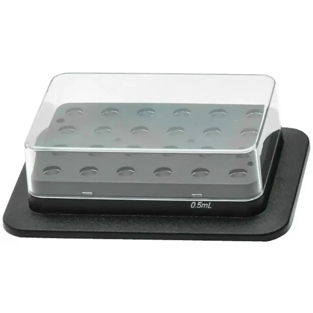 0.5mL x 24 block, 8.1mm dia. x 26mm depth, with clear lid