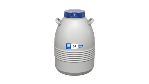 [TW 34 DUAL] Taylor Wharton by IC Biomedical – 34 Dual Series Small LN2 Freezer/Dry Shipper (Capacity: 2100 x 1/2cc Straws)