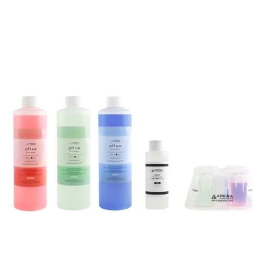 [AI1104] 16oz. pH Calibration Buffer Solution Kit, 4oz. storage solution for pH/ORP Electrodes, plus Apera's CalPod